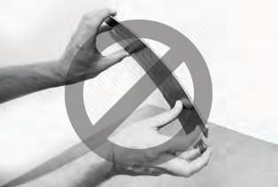 DO NOT bend tile backward