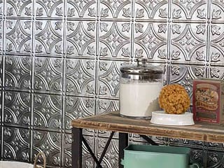 Fasade's Traditional 1 Wall Panel in Crosshatch Silver