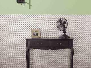 Fasade's Diamond Plate Wall Panel in Crosshatch Silver