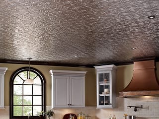 Fasade 2x4 Direct Apply Ceiling Tile - Traditional 2 in Crosshatch Silver