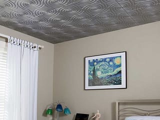 Fasade 2x2 Direct Apply Ceiling Tile - Typhoon in Argent Silver