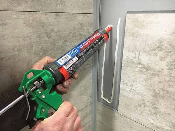 Apply adhesive to the substrate