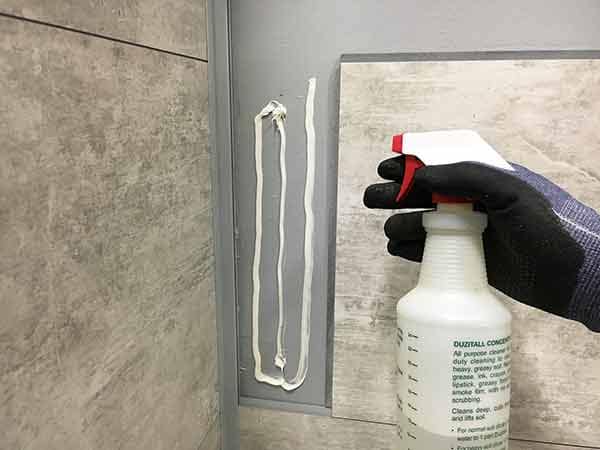 Spray a squirt or two of water onto the substrate