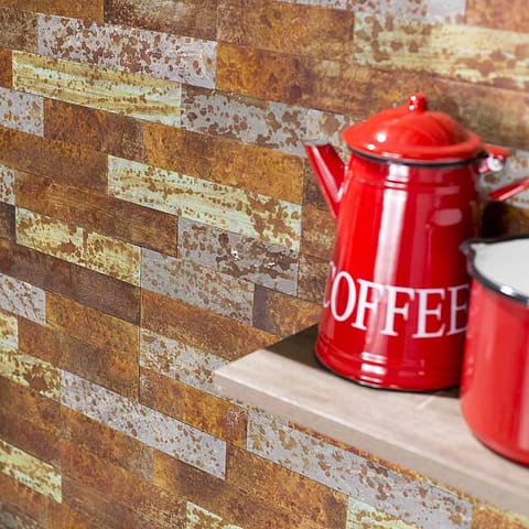 Aspect Peel and Stick Distressed Metal Tiles in Tarnished Tin