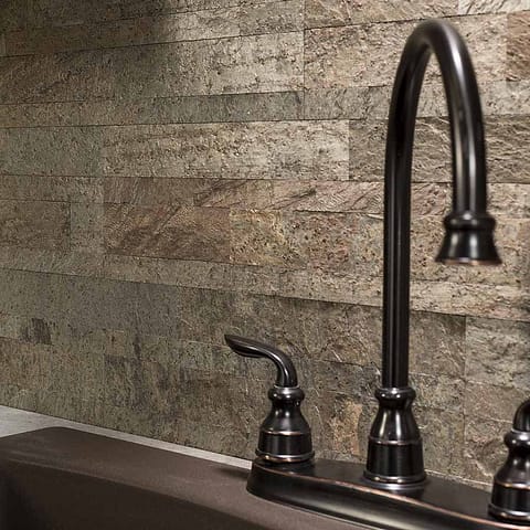 Aspect Peel and Stick Stone Backsplash in Tarnished Quartz