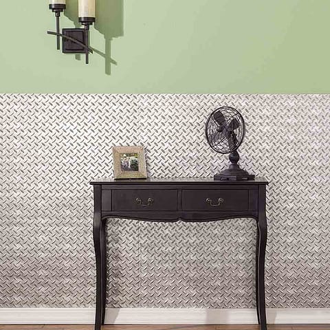 Fasade&#039;s Diamond Plate Wall Panel in Crosshatch Silver