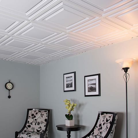 Genesis 2x2 Suspended Ceiling Tile - Icon Relief in White