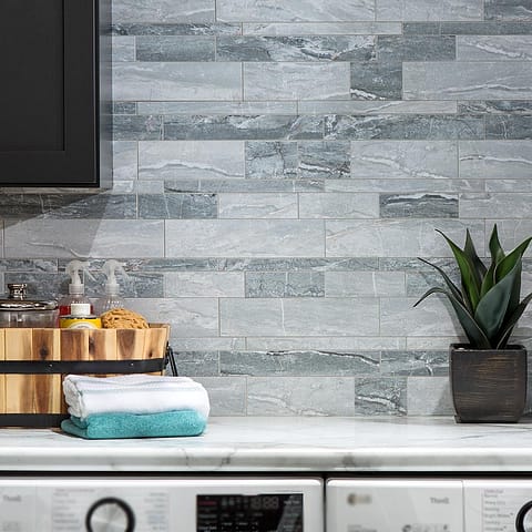 Aspect Collage Backsplash Tile in Ocean Corridor