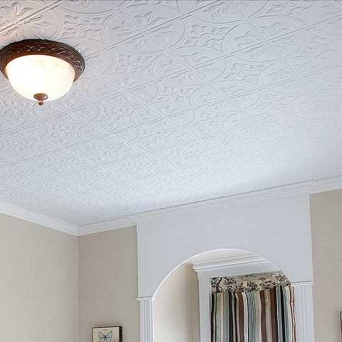 Fasade 2x4 Direct Apply Ceiling Tile - Traditional 2 in Matte White