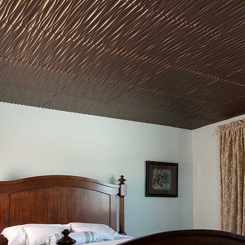 Fasade 2x2 Direct Apply Ceiling Tile - Dunes (Vertical) in Oil-Rubbed Bronze