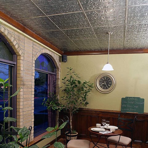 Fasade 2x2 Suspended Ceiling Tile - traditional 2 in Crosshatch Silver