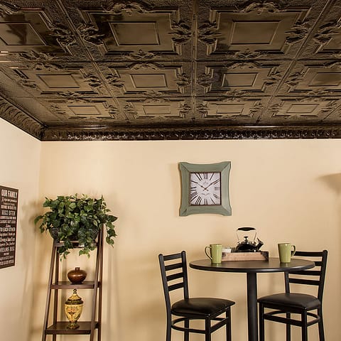 Great Lakes Tin 2x2 Nail Up Ceiling Tile - Niagara in Bronze Burst