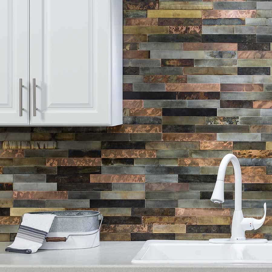 Aspect Peel and Stick Distressed Metal Tiles