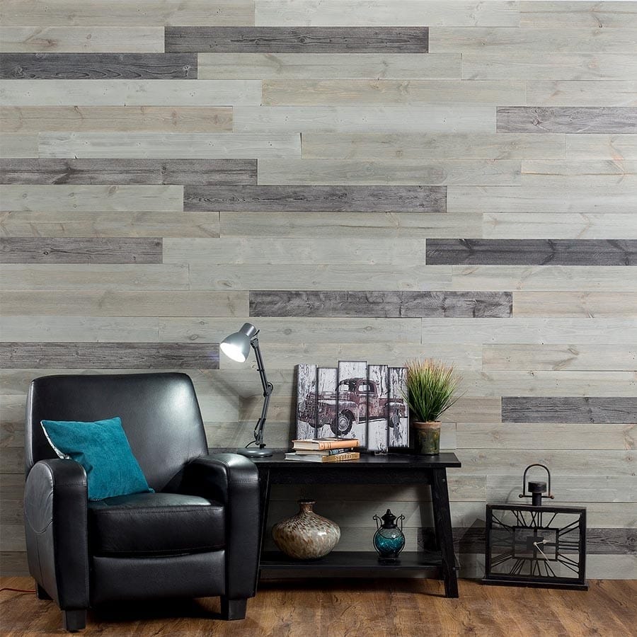 Rustic Grove Wood Planks in Mixed Gray-Dark