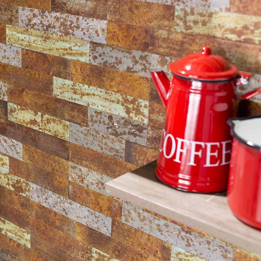 Aspect Peel and Stick Distressed Metal Tiles in Tarnished Tin