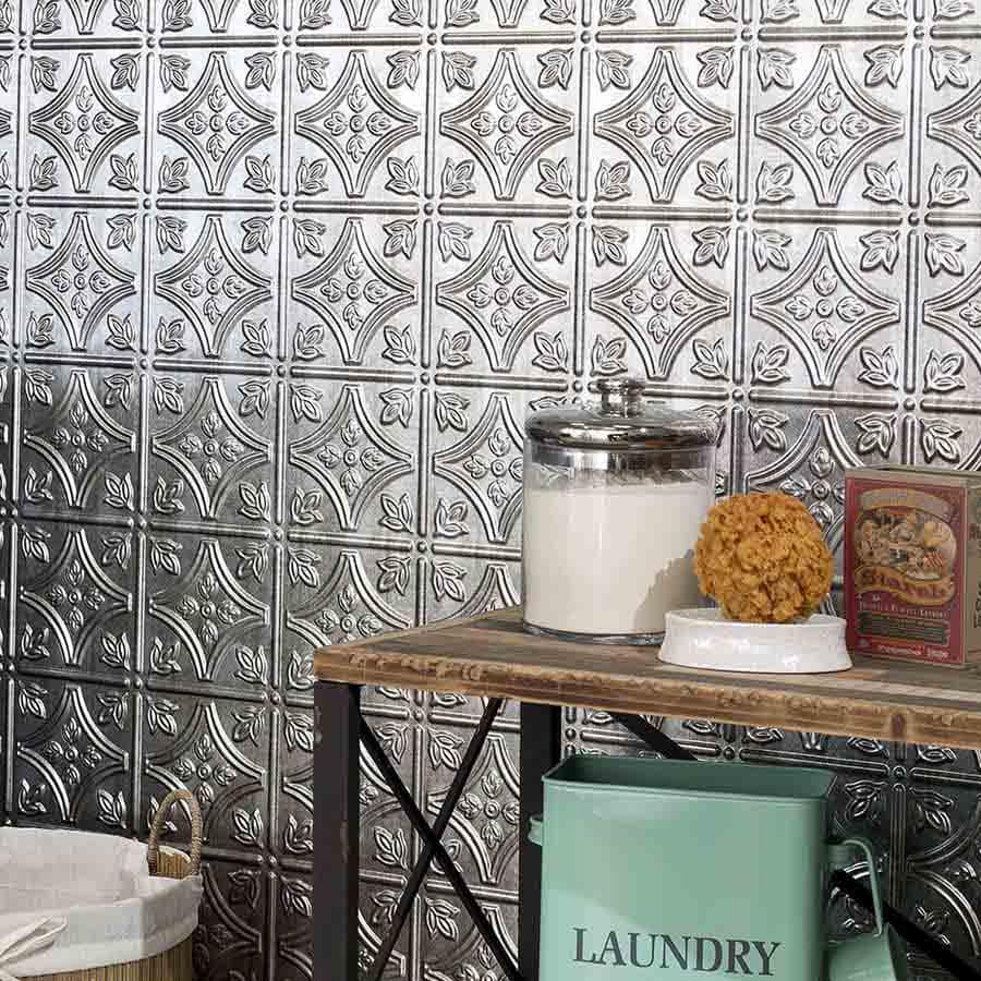 Fasade's Traditional 1 Wall Panel in Crosshatch Silver