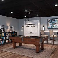 75107_DriftsBlack02_large Drifts ceiling panels in black - installed in basement rec room