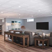 75400_IconReliefWhite02_large Icon Relief ceiling tiles in white - installed in basement rec room