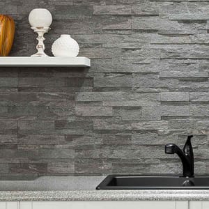 Aspect Stone Backsplash Tiles in Raised Titanium Aspect Stone Backsplash Tiles in Raised Titanium