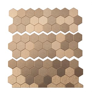 Aspect Matted Metal Honeycomb Tiles in Champagne Aspect Matted Metal Honeycomb Tiles in Champagne