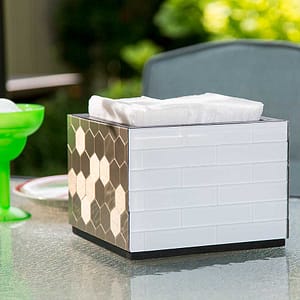 Aspect glass tile in Frost on napkin holder Aspect glass tile in Frost on napkin holder