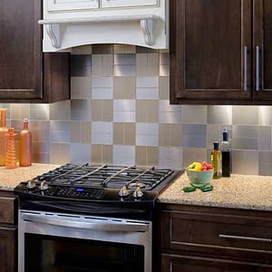 Aspect 3x6 Metal Tiles (Long Grain &amp; Short Grain) in Brushed Stainless