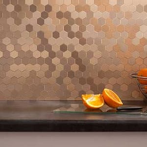 Aspect Honeycomb Matted Metal Tiles in Champagne