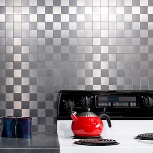 Aspect Matted Square Tiles in Brushed Stainless