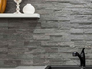 Aspect Stone Backsplash Tiles in Raised Titanium