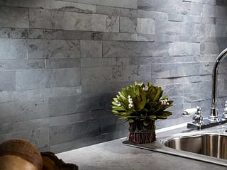 Aspect Stone Backsplash Tiles in Charcoal Slate