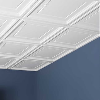 Icon Coffer ceiling panel in white - installed