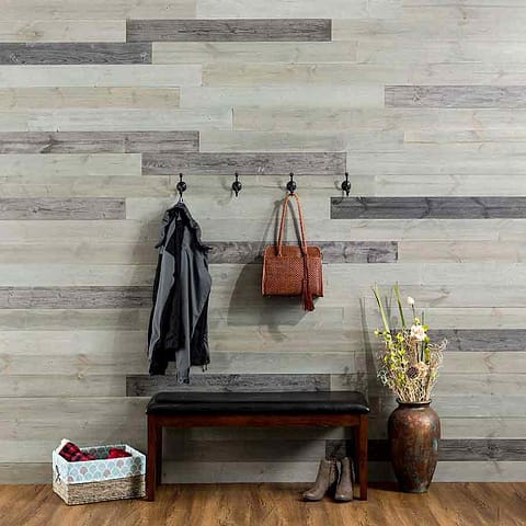 Rustic Grove Wood Planks in Mixed Gray-Dark