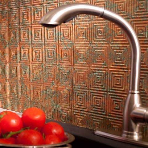 Fasade Backsplash - Miniquattro in Copper Fantasy