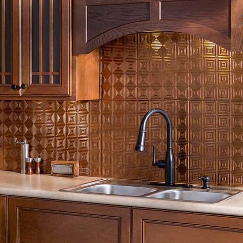 Fasade Backsplash - Miniquattro in Antique Bronze