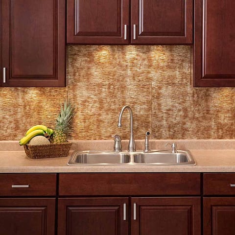 Fasade Backsplash - Ripple in Bermuda Bronze