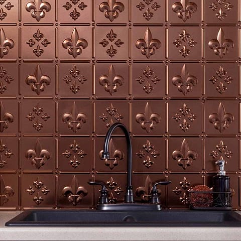 Fasade Backsplash - Fleur de lis in Oil-Rubbed Bronze
