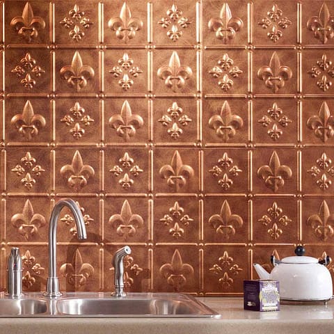 Fasade Backsplash - Fleur de lis in Antique Bronze