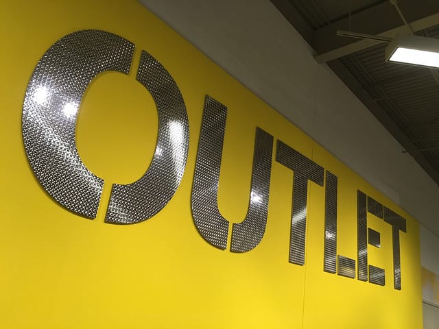 Furniture Store Signage, Diamond Plate Wall Panels in Chrome