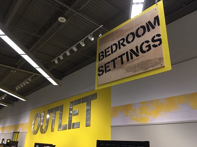 Furniture Store Signage, Diamond Plate Wall Panels in Chrome