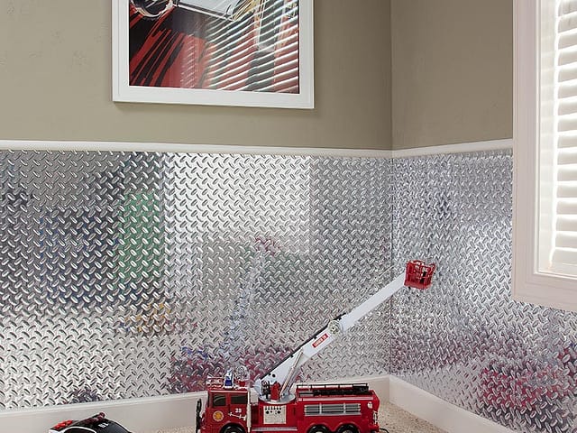 Diamond Plate wall panel in Brushed Aluminum