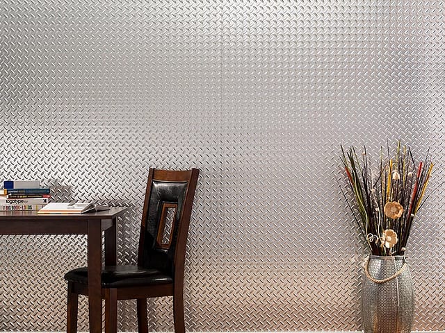 Diamond Plate wall panel in Brushed Aluminum