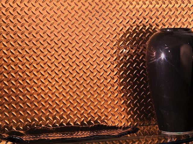 Diamond Plate wall panel in Polished Copper