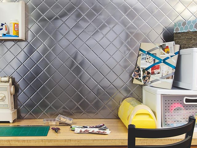 Quilted wall panel in Brushed Aluminum