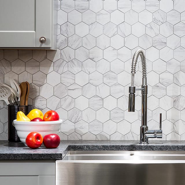 Aspect Collage Tiles in Carrara Hex