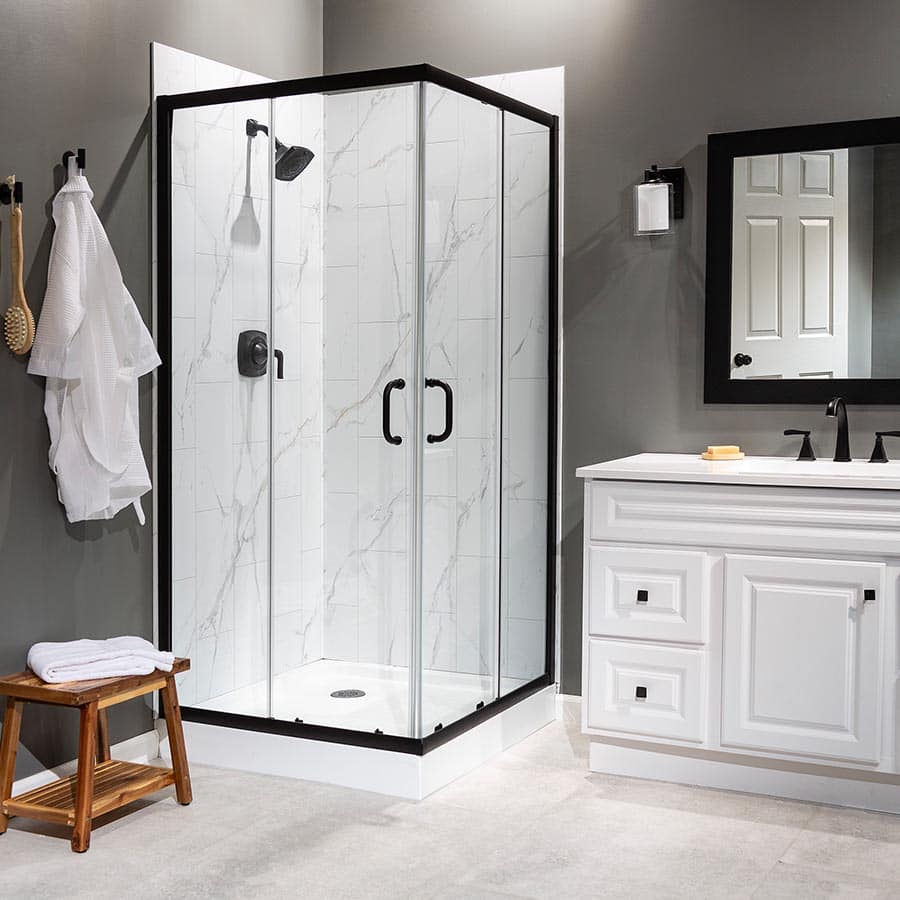 Carrara Marble - Corner Shower System, Signature Plus Series