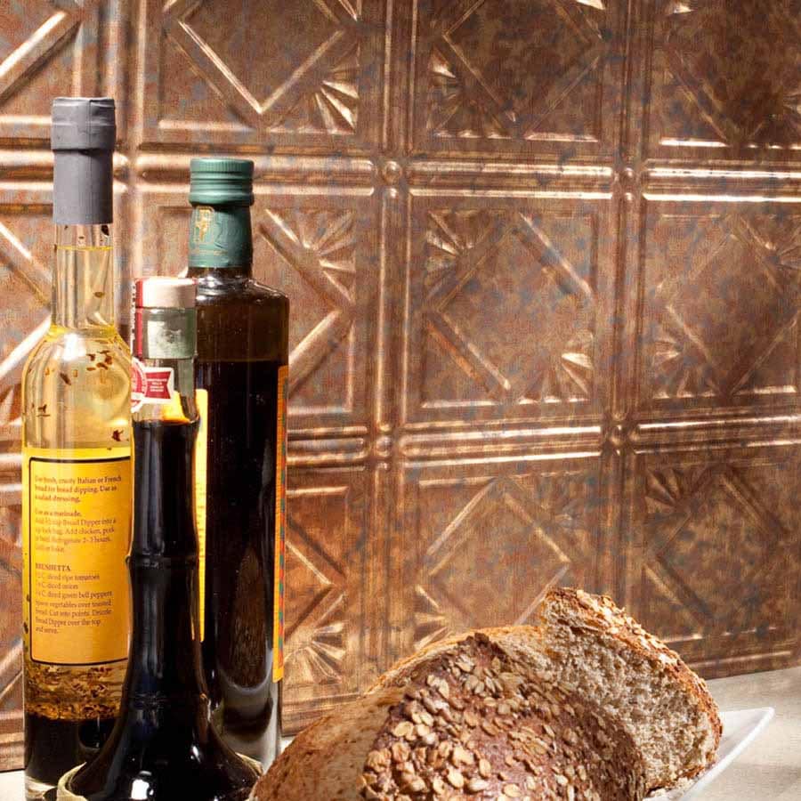 Fasade Backsplash - Traditional 4 in Cracked Copper