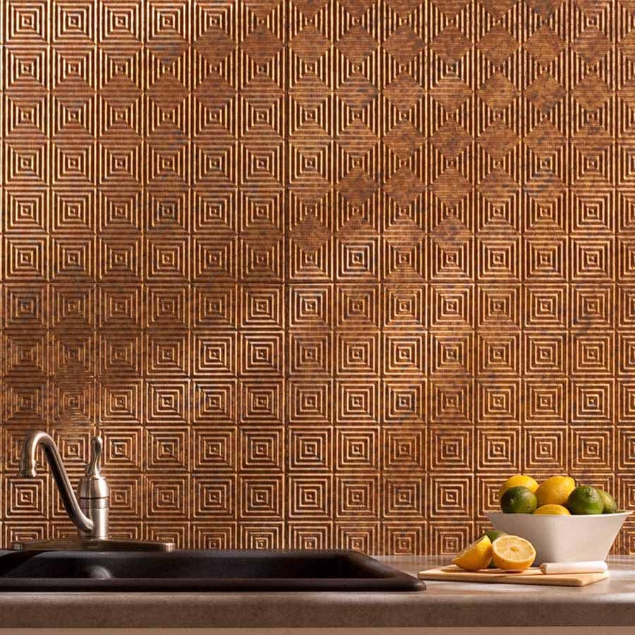 Fasade Backsplash - Miniquattro in Cracked Copper