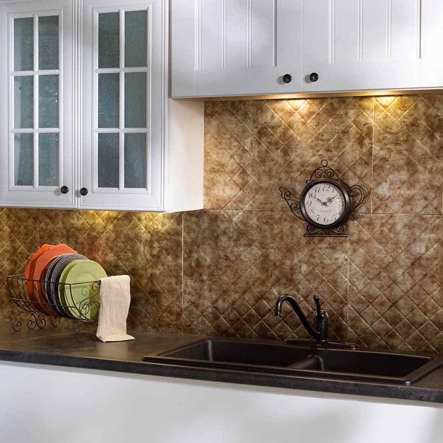 Fasade Backsplash - Quilted in Bermuda Bronze