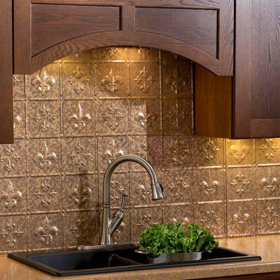 Fasade Backsplash - Fleur de lis in Cracked Copper
