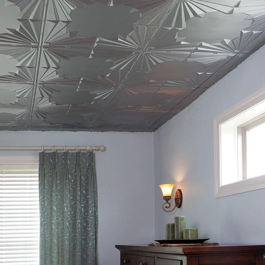 Art Deco ceiling in Argent Silver